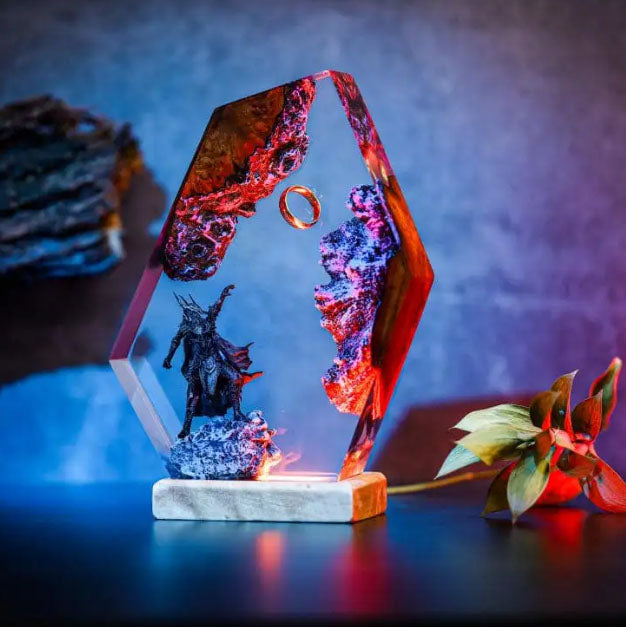 Lord of the Rings Inspired Resin Art: Sauron and Mount Doom Diorama